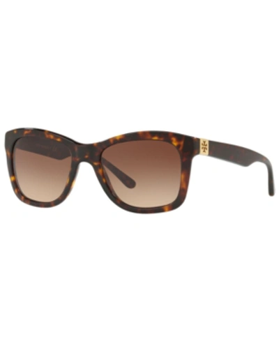 Shop Tory Burch Sunglasses, Ty7118 52 In Dark Tort/brown Gradient