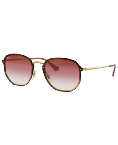 Shop Ray Ban Ray-ban Sunglasses, Rb3579n 58 Blaze Hexagonal In Demi Gloss Gold/tri Grad Brown/pink/trasparent