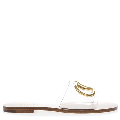 Shop Valentino Camel Vlogo 5 Mm Slide Sandal In Neutrals