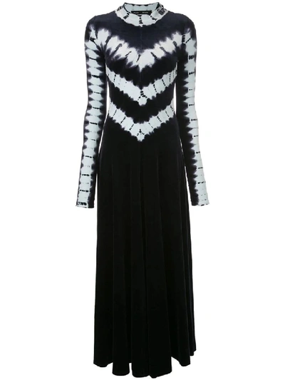 Shop Proenza Schouler Tie Dye Velvet Long Sleeve Dress In Black