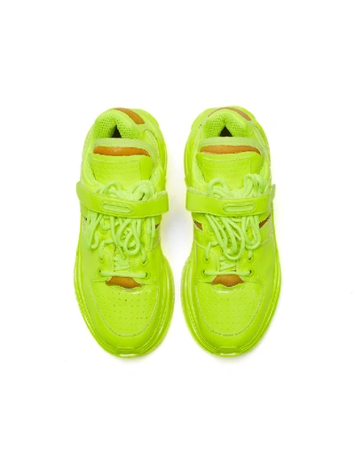 Shop Maison Margiela Neon Yellow Retro Fit Sneakers In Green