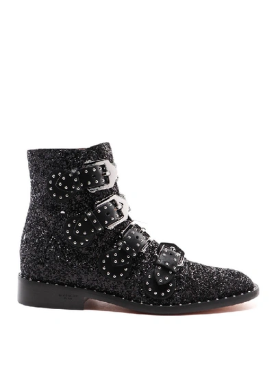 Shop Givenchy Belted Glitter Ankle Boots In Black