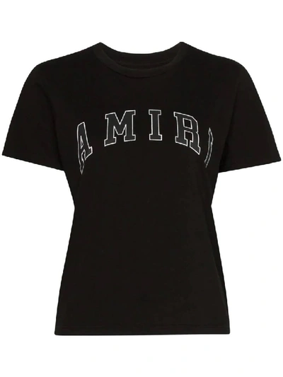 Shop Amiri Black Women's College  Logo Print T-shirt