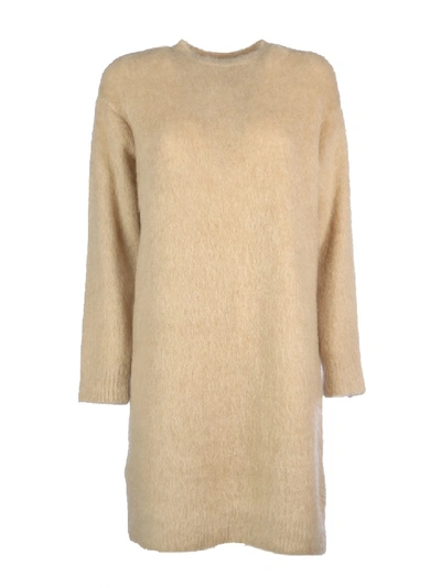 Shop Max Mara Calte Wool Minidress In Neutrals