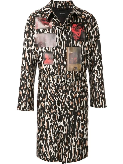 Shop Raf Simons Leopard Print Coat In Black