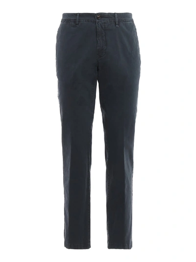 Shop Moncler Blue Cotton Twill Chino Trousers In Black