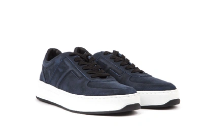 Shop Tod's Blue Suede Sneaker In Black