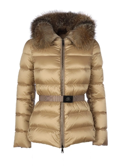 Shop Moncler Fur-trimmed Jacket In Neutrals