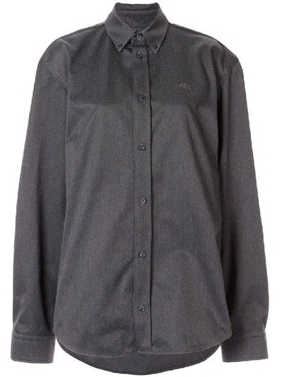 Shop Balenciaga Over-sized Bb Logo Shirt In Grey