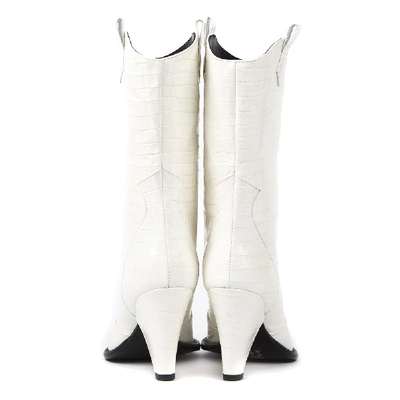 Shop Aldo Castagna Black Cocodrile Effect Leather Boots In White