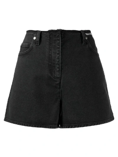 Shop Valentino High-waisted Denim Shorts In Black