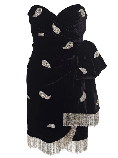 Shop Dundas Embellished Velvet Strapless Dress In Black