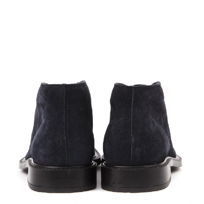 Shop Tod's Dark Blue Suede Laced Up Shoes In Black