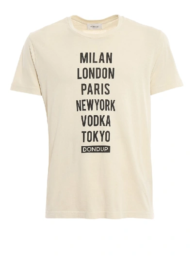 Shop Dondup Printed Cotton T-shirt In Neutrals