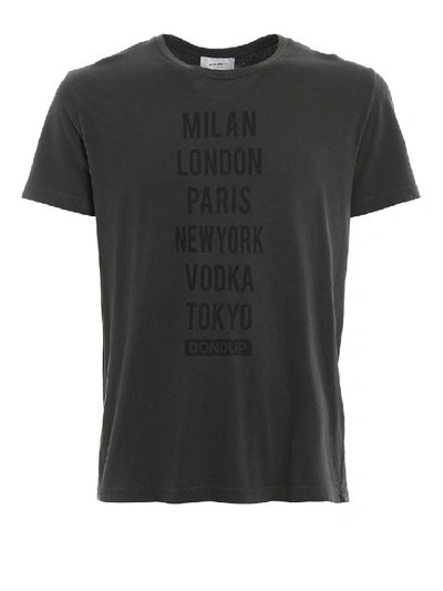 Shop Dondup Printed Cotton T-shirt In Black