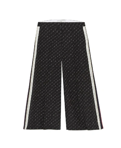 Shop Stella Mccartney Printed Silk Trousers In Black
