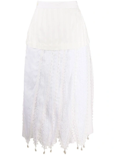 Shop Loewe White Midi Skirt