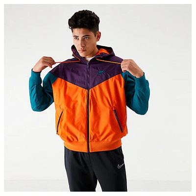 Shop Nike Men's Sportswear Colorblock Windrunner Hooded Jacket In Orange