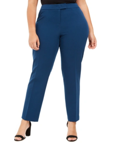 Shop Anne Klein Plus Size Extended-tab Pants In Spruce