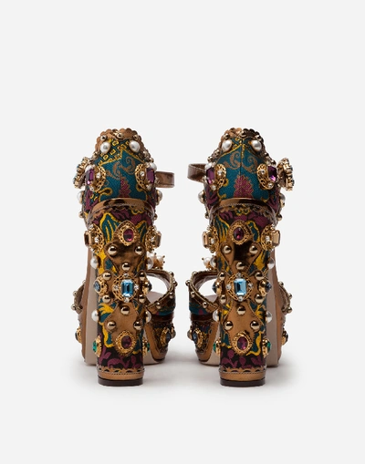 Shop Dolce & Gabbana Jewel Sandals With Platform In Mirrored And Jacquard Calfskin In Multi-colored