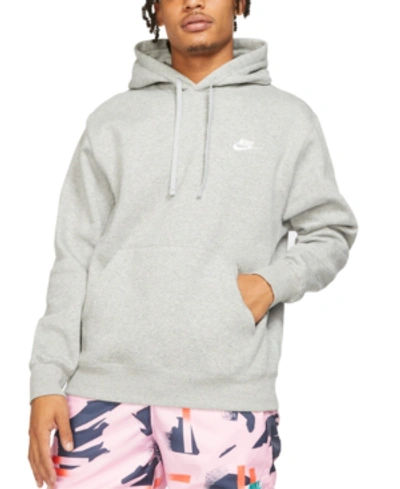 Shop Nike Men's Sportswear Club Fleece Pullover Hoodie In Gray Heather