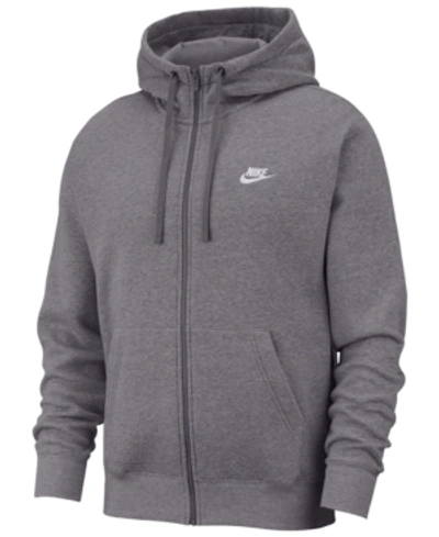 Shop Nike Men's Sportswear Club Fleece Full-zip Hoodie In Charcoal Heather
