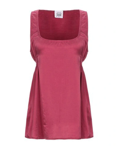 Shop Jijil Woman Top Garnet Size 4 Cotton, Silk, Elastane In Red