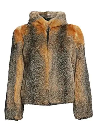 Shop The Fur Salon Fox Fur Hooded Jacket In Grey Fox