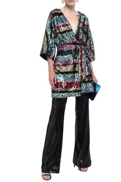 Shop Ainea Sequined Tulle Wrap Top In Multicolor