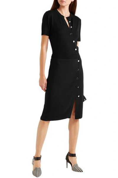 Shop Altuzarra Woman Jefferson Merino Wool And Stretch-crepe Dress Black