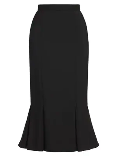 Shop Alexander Mcqueen Pleated Hem Midi Skirt In Black