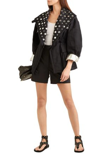 Shop Isabel Marant Woman Studded Cotton-canvas Jacket Black