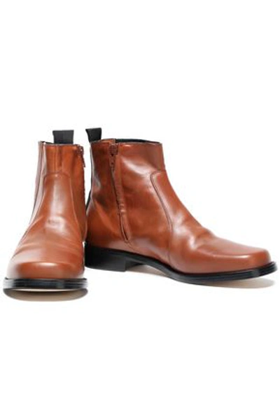 Shop Joseph Grosgrain-trimmed Leather Ankle Boots In Light Brown