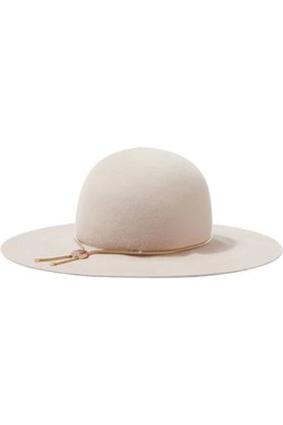 Shop Lanvin Chain-trimmed Rabbit-felt Hat In Blush