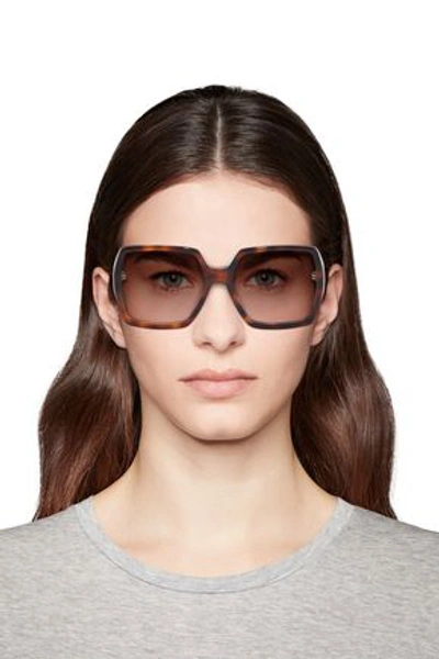 Shop Saint Laurent Square-frame Tortoiseshell Acetate Sunglasses In Brown
