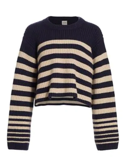 Shop Khaite Dotty Striped Cashmere Sweater In Navy Butter Stripe