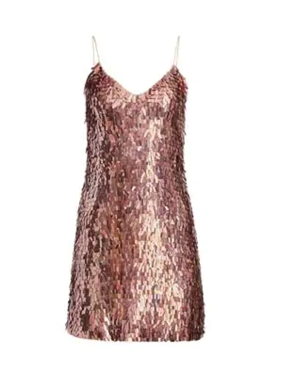 Shop Alice And Olivia Contessa Embellished Dress In Iridescent Pink