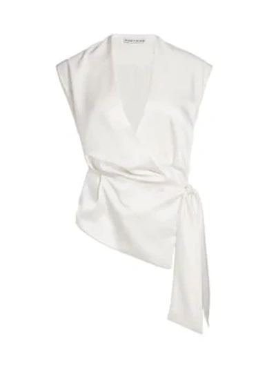 Shop Alice And Olivia Janet Asymmetrically Draped Top In Off White