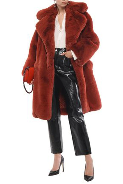Shop Givenchy Woman Faux Fur Coat Brick