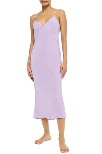 Shop Olivia Von Halle Issa Open-back Silk-satin Nightdress In Lavender