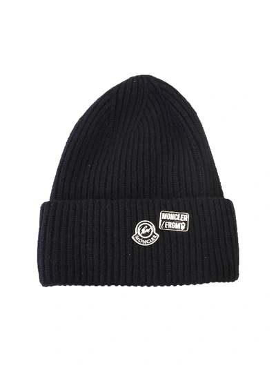 Shop Moncler Genius Branded Beanie Hat In Black