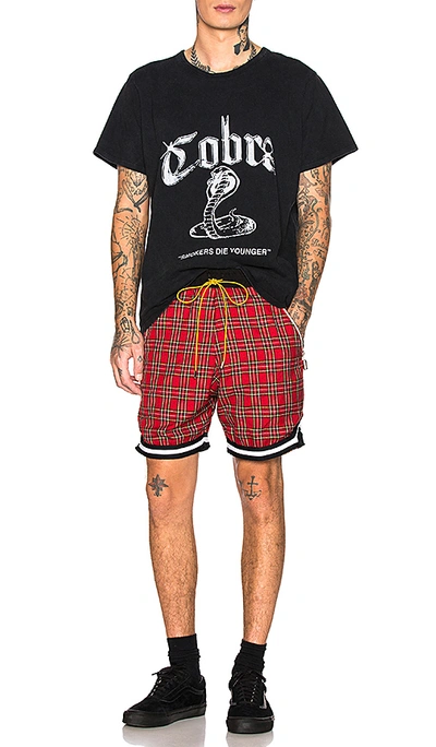 Shop Rhude Plaid Basketball Shorts In Red