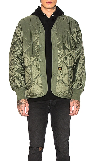 Alpha Industries Als Liner Quilted Ripstop Down Jacket In M-65 Olive