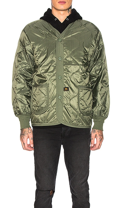 Alpha Industries Als Liner Quilted Ripstop Down Jacket In M-65 Olive
