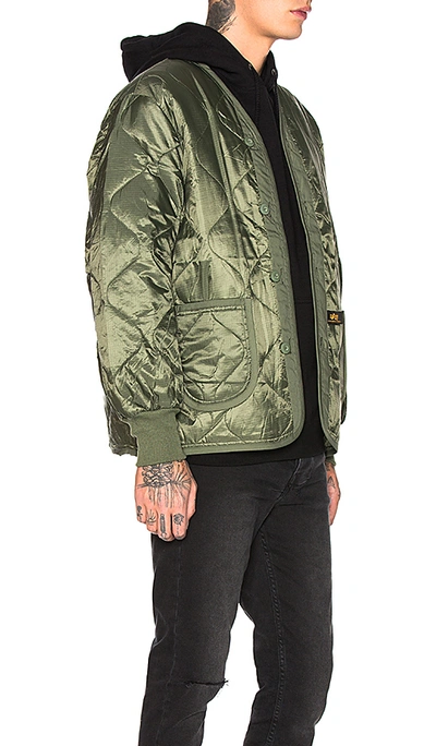 Alpha Industries Als Liner Quilted Ripstop Down Jacket In M-65 Olive