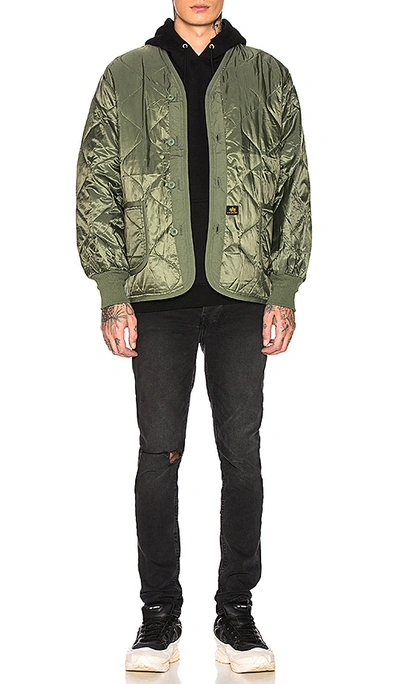 Alpha Industries Als Liner Quilted Ripstop Down Jacket In M-65 Olive