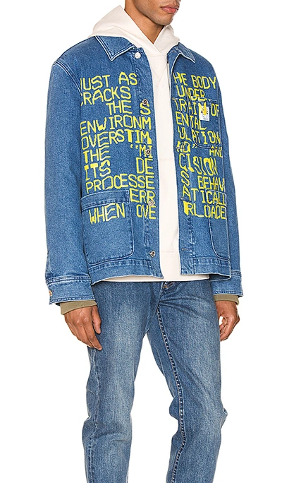 Shop Apc X Brain Dead Imhotep Jacket In Indigo Delave