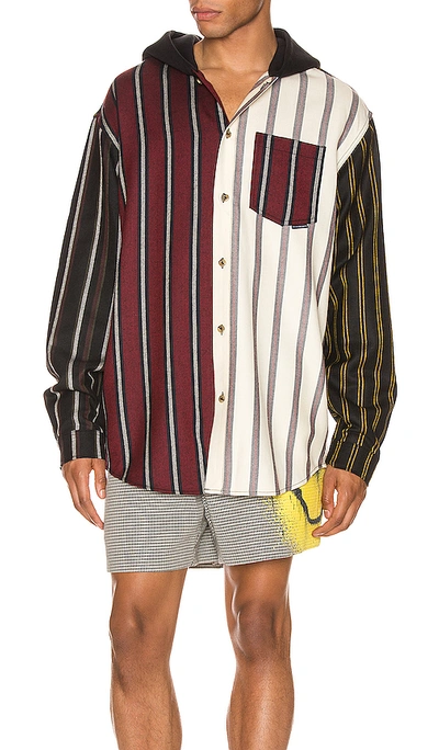 Shop Alexander Wang Locharron Shirt W/ Hood In Multi Stripe