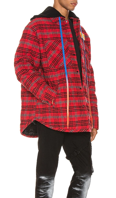 Shop Off-white Flannel Jacket In Red