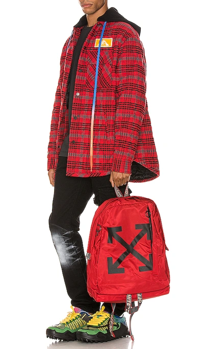 Shop Off-white Flannel Jacket In Red
